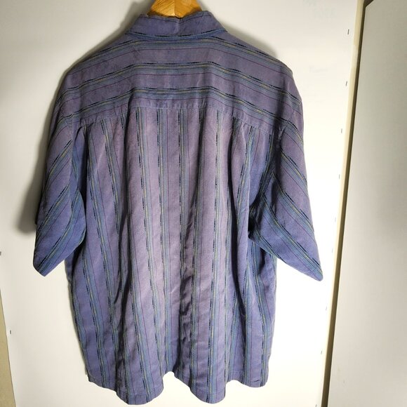 Tommy Bahama Mens Silk Plum w/Stripes Short Sleeve Button Up XL - Picture 2 of 7